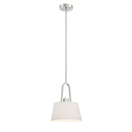 Designers Fountain Studio 60 Watt 1 Light Satin Platinum Mini-Pendant with White Fabric Shade 88530-SP